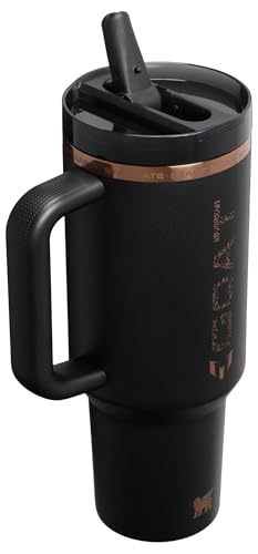 Image of STANLEY x Messi Quencher ProTour Flip Straw Tumbler with Leakproof Lid, 40 oz | Built-in Straw and Handle | Cup Holder Compatible for Travel | Insulated Stainless Steel | BPA-Free | Messi Goat Black