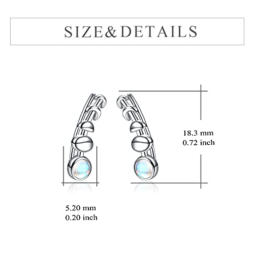 925 Sterling Silver Moon Phase Ear Crawler Cuff Earrings Ear Climber Hypoallergenic Moonstone Earrings4