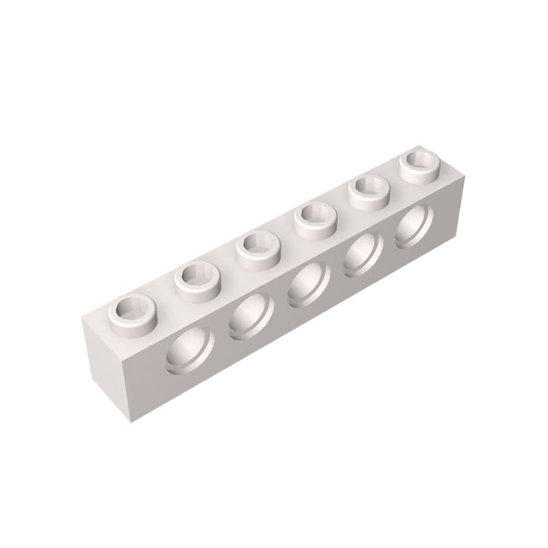 Gobricks 3894 Technology Brick Technic Brick 1x6 [5 Holes] 50 Pieces GDS-626 Compatible with Lego Building Blocks Color:White — image 1
