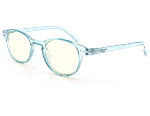 MODFANS Blue Light Shield Computer Reading Glasses for Women Anti Blue Light UV Protection Classic Round Frame Low Color Lens