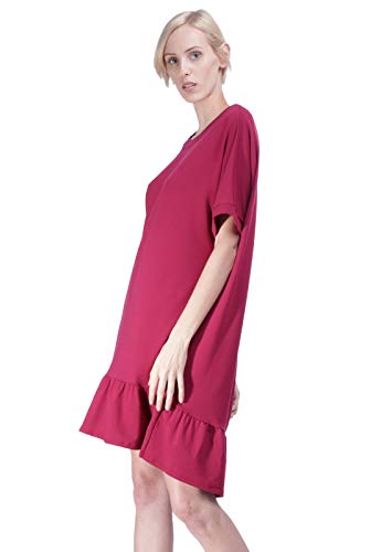 Vestido Curto Amazonia Vital Amplo Babado Amaranto Cor:Vermelho;Gênero:Feminino;Tamanho::G