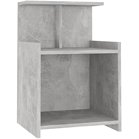 vidaXL Concrete Grey Bedside Table with Shelves Cover