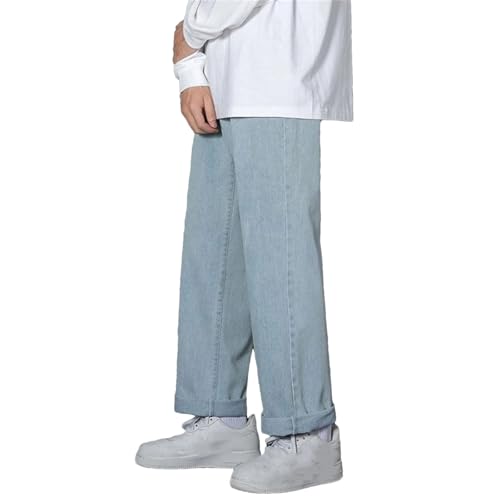 Men's Simple Straight Leg Baggy Jeans Daily Casual Wide Leg Jeans with Pockets