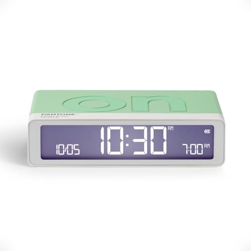 Lexon Flip Classic réveil Matin Lumineux, réversible avec Faces on Off et Fonction Snooze, à écran LCD et Lumière Tactile, Rechargeable par USB-C - Menthe Glossy