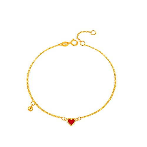 Bracelet Or Jaune 18 carats Chaîne Perle Cœur Bijou Quotidien Élégant