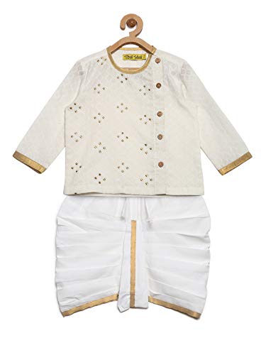 Baby Boy Cotton White Zari Dhoti Set (6-12 Months)