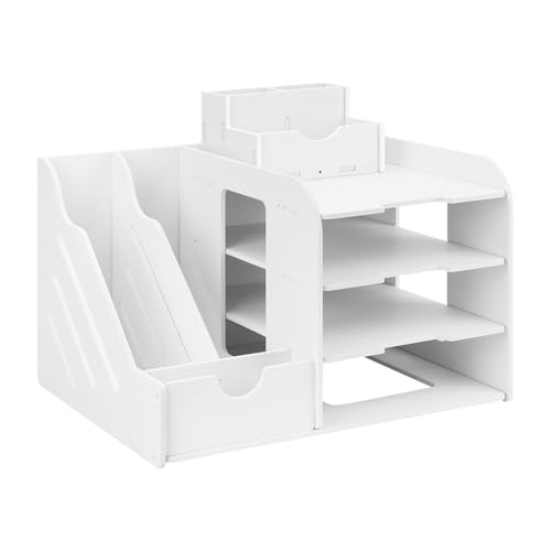 QWORK® Organizador de Escritorio de Oficina, Organizador Papeles, Soporte de Documentos A4, 4 Niveles