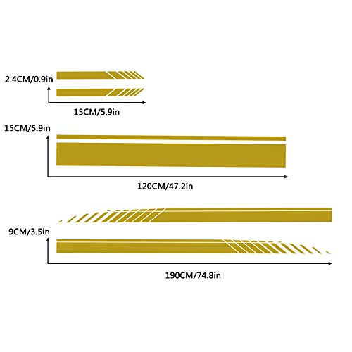 Sunbreath 5Pcs Car Hood Car Body Rearview Mirror Modified Sport Style Stripe Sticker Graphic Vinyl Racing Stripe Decal Decoration Accessories Sticker For Cars Gold #TOP1