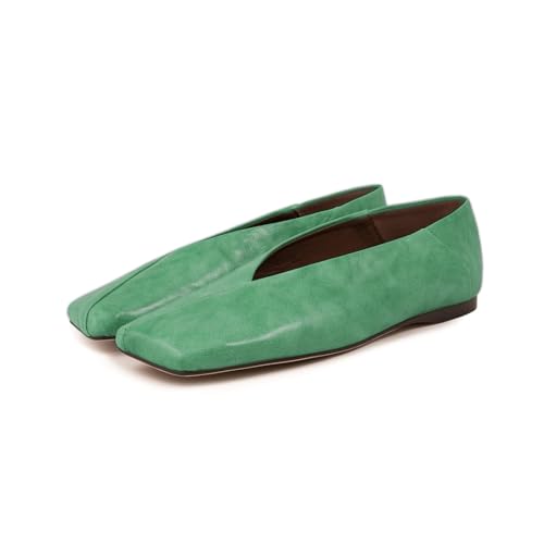 Fandimeier Women's Leather Ballet Flats Squared Toe Comfortable Dressy Slip On Walking Shoes for Casual Work2