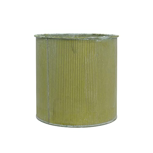Cys Excel (H:7" D:7" Rustic Green Corrugated Zinc Metal Planter Pots | Flower Pot Centerpiece Vases | Succulent Planters & Candle Holders #TOP2