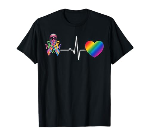 Ribbon All Cancer Matter Heartbeat Cancer Awareness Camiseta