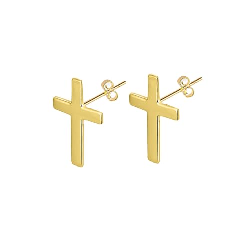 Savlano 925 Sterling Silver Cross Stud Earrings -18K Gold Plated Religious Small Stud Earrings for Women & Men Comes with Gift Box - Made in Italy2