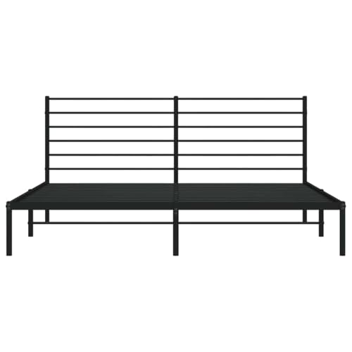 Bettgestell mit Kopfteil, Metall Schwarz, 180x200 cm, Robustes Design, Hohe Stabilität, Zusätzlicher Stauraum, Modernes Schlafzimmer Möbel – Bild 7