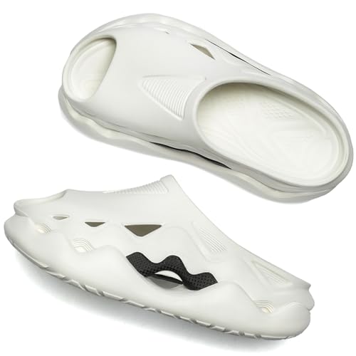 Ceroiress Men's Slip on Clogs Platform Sandals Flatform Slides Stylish Big Head Bubble Trendy Lightweight Casual Indoor Outdoor Fashion(White, Adult, Men, 11, Numeric, US Footwear Size System, Medium)