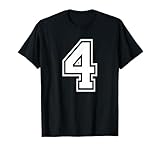 Number 4 Birthday Numbered Uniform Sports Jersey Team T-Shirt