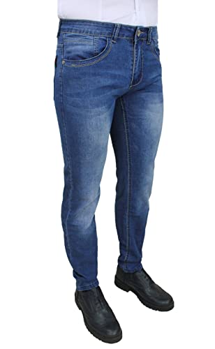 Chinos slim fit homme bleu Evoga en jean pour le bureau et les sorties