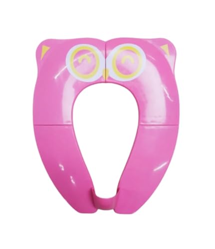 Fiegcit 補助便座 幼児用便座 子供用 トイレットトレーナ 折りたたみ 携帯便利 (収納ポーチ付) 対象年齢 1 歳から 8 歳まで (ピンク,フクロウ)