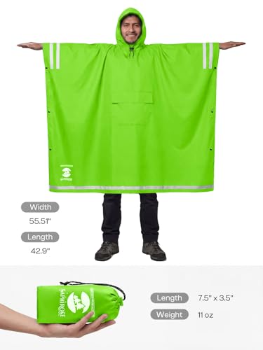 Image of SaphiRose Hooded Rain Poncho Waterproof Raincoat Jacket for Men Women Adults