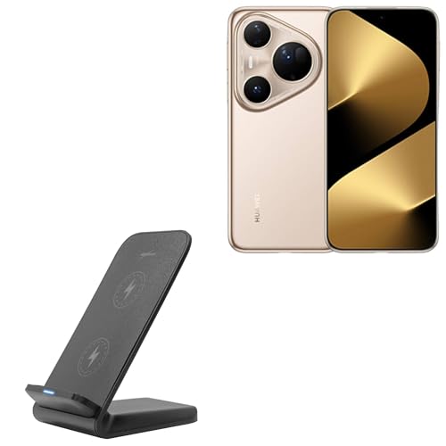 BoxWave Charger Compatible with Huawei Pura 80 - Wireless QuickCharge Stand (15W), Desktop Viewing Qi Wireless Charging - Jet Black
