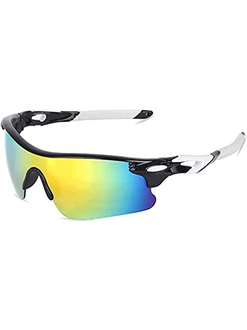 Image of Packard Non Polarized Oversized Sports Sunglasses for Men Women, Outdoor Cricket Cycling Hiking Fishing Sunglasses (Black White, Yellow)
