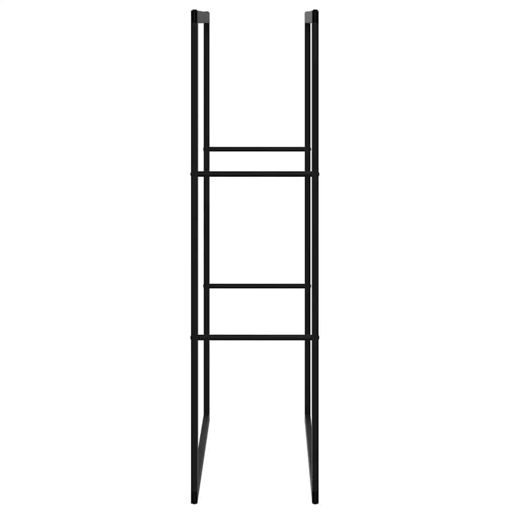vidaXL Leñero de Acero Negro 55x30x116 cm, Soporte para leña, Estante para leña, Soporte para Troncos para Chimenea, Almacenamiento de leña
