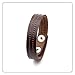 Fusamk Fashion Simple Sewing Thread Pattern Leather Cuff Bracelet(Brown)