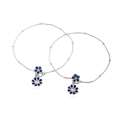 Image of Rubans Oxidised Anklets Jewellery Gift for Women & Girls | Kundan Ethnic Traditional