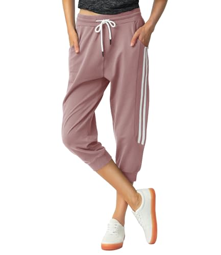 SPECIALMAGIC Women's Capri Pants Cropped Joggers with Pockets Elastic Waist Drawstring Capri Sweatpants