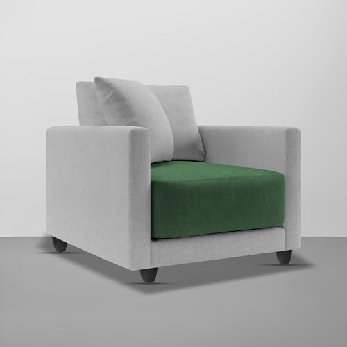 Image of Casaliving Dominic 1 Seater Sofa Set for Living Room (Green Grey Fabric) Premium Fabric Sofa