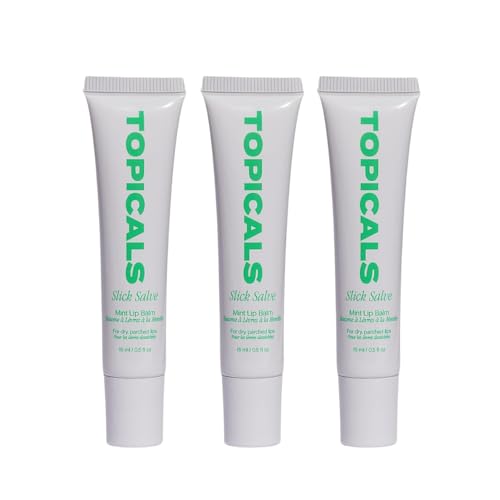 Topicals Slick Salve Mint Glossy Lip Balm | Soothes Discomfort Strengthens Barrier & Provides Lasting Hydration & Relief | Vegan Paraben-Free Formula w/Hyaluronic Acid (3 Pack 0.5 Fl Oz Each)