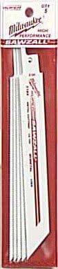 Pk 5 Milwaukee Electric 6In Reciprocating Saw Blade 48-00-5184