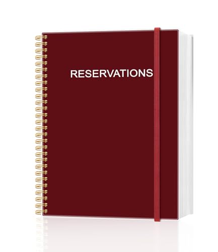 Reservation Book for Restaurant, Table Reservations, Spiral bound Restaurant Dinner Reservations 365 Days 384 Pages, 8.5" x 11", Red