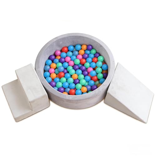 Image of EOSAU 35.4" Baby Ball Pit for Toddlers with Foam Climbing Blocks, 3-Piece Toddler Climbing Toys Indoor, Climbing Toys for Toddlers 1-3 Inside, Soft Play Set for Kids (Ball Pit, Stair, Slope)