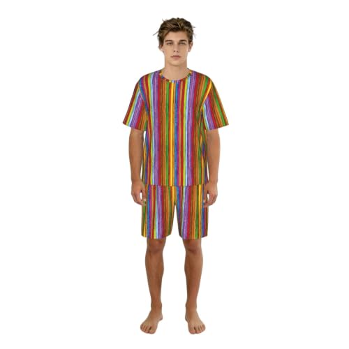 Pyjama court homme imprimé bois coloré de qualité supérieure et douce