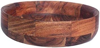 Kaizen Casa Wooden Round Shaped Serving Bowl For Fruit,Dessert Platter Tray Dish Kitchen Dining Fruit,Dessert,Snack
