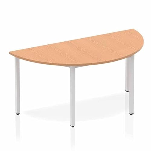DYNAMIC Semicircle Meeting Table Oak MFC Box Frame Legs Silver Impulse 1600 x 800 x 725mm