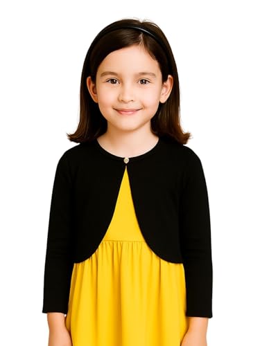Image of KRYPTIC Kids Girls Crop Length Cotton Shrug - Soft Lightweight Open Front Layer for Stylish Everyday Wear Casual Outfits