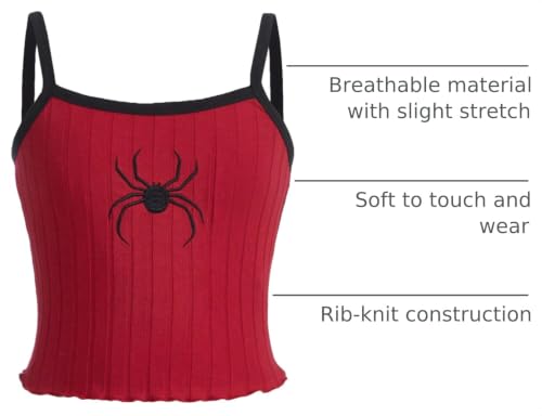 Image of RoseSeek Girl's Y2K Graphic Printed Cami Top Color Block Ribbed Knit Slim Fit Crop Tops Summer Vest Tops