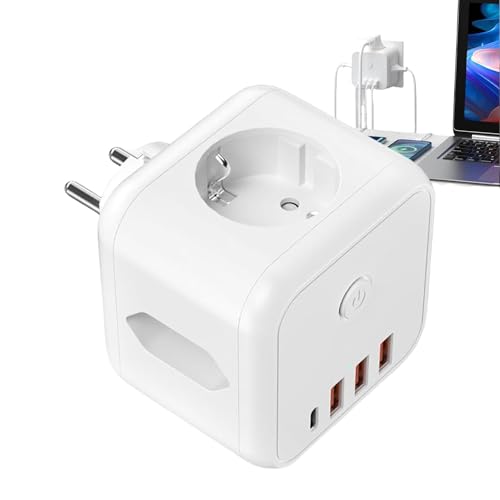 Multiprese elettriche, spine di prolunga per prese - Splitter protettore di sovratensione con 3 porte USB - 3 Adattatore multispina portatile salvaspazio con protezione da sovracorrente CA per i viagg