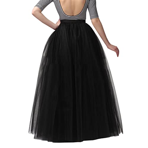 Wdpl B016F1I8TC Wedding Planning Women'S Long Tutu Tulle Skirt A Line Floor Length Skirts Xx-Large Black thumb #1