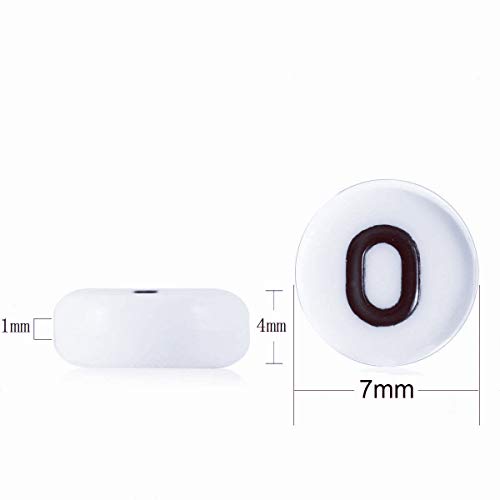 Amaney 600pcs White Acrylic Number Beads 0-9 Symbol # Heart with Storage Box 7x4mm