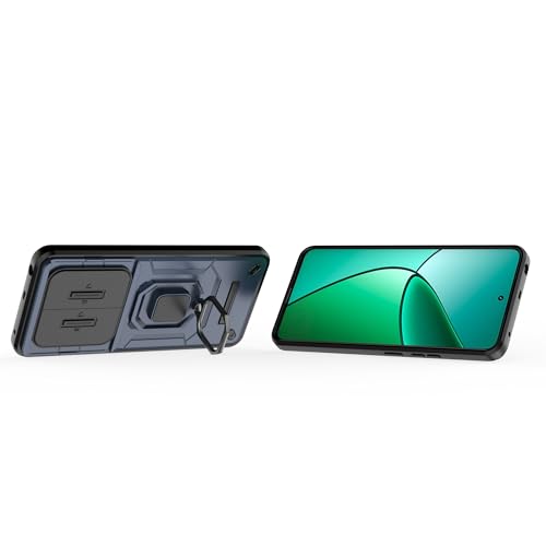 Image of Thermoplastic Polyurethane Camshield Pro Case With Slide Camera Protection And Ring Stand Bumper Back Case Cover For Realme 12 Plus 5G /Narzo 70 /Narzo 70 Pro (Blue)