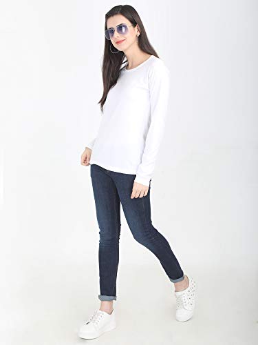 Image of FLEXIMAA Women's Cotton Plain Round Neck Full Sleeve T-Shirt