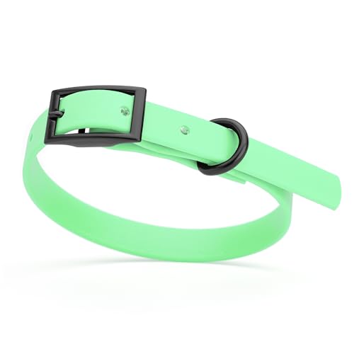 Image of Dogline Biothane Waterproof Dog Collar Strong Coated Nylon Webbing with Black Hardware Odor- Proof for Easy Care Easy to Clean High Performance Fits Small Medium or Large Dogs, Sea Foam Green