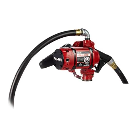 Fill-Rite NX25-120NB-AA 120V 25 GPM Bung Mounted 1" Outlet Fuel Transfer Pump w/Discharge Hose & Auto Nozzle (Red) Cover