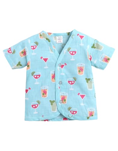 Image of POLKA TOTS 100% Organic Muslin Jhabla for Baby Boys & Girls | Unisex Half Sleeves Front Open Vest for Infants | Ultra-Soft, Breathable & Lightweight Summer Jabla Set | Regular Fit (Pack of 3)