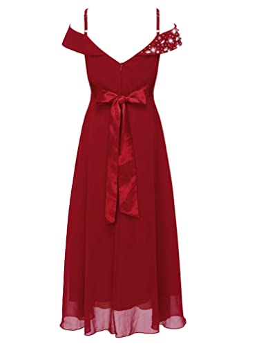 renvena Kids Flower Girls Off Shoulder Dress Long Sleeveless Chiffon Bridesmaid Wedding Pageant Prom Gown2