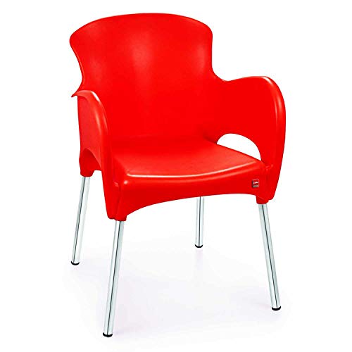 Image of CELLO Xylo Chair Set Pack of 2 - Red | Strong and Durable | Easy to Clean | Chair for Living Room, Bed Room, Kitchen, Office Room, Outdoor | 3 Years Warranty