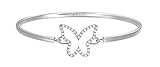 Hochwertiger Messing Schmuck ESPRIT Damen-Armreif JW50219 Schmetterling rhodiniert Glas weiß 24 cm - ESBA01179A600