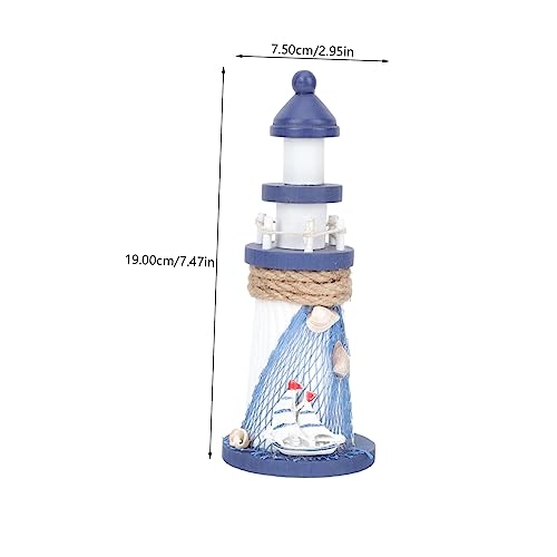 Faro de madera decorativo PRETYZOOM estilo mediterráneo para escritorio de salón 3